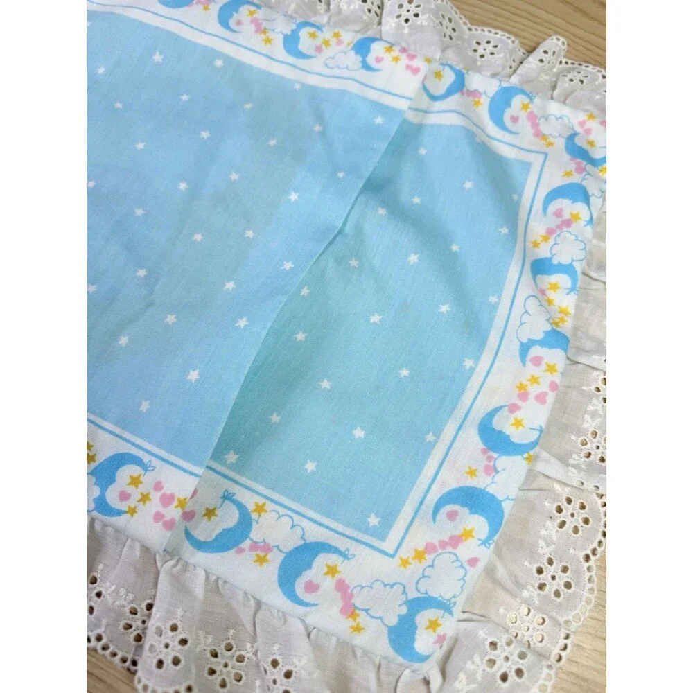 Vintage Care Bears Pillowcase Sham Bedtime Handmade Ruffle Trim 80s Celestial